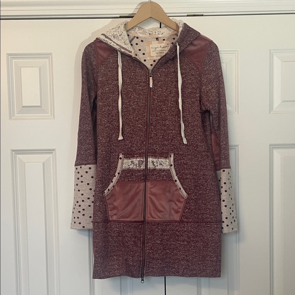 Evy’s Tree Maroon Mixed Material Rosie Hoodie Jacket